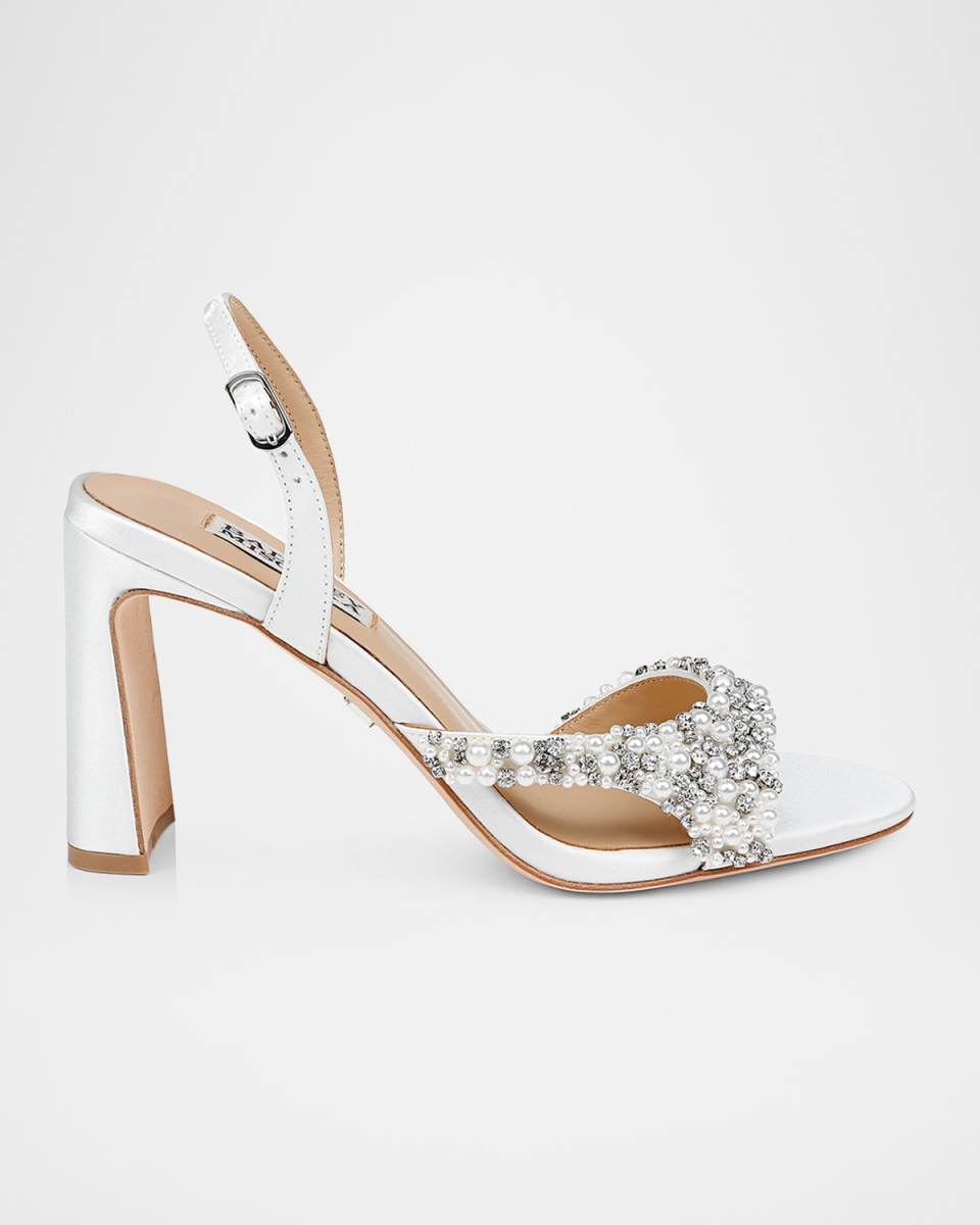 Jenesis Crystal Silk Block-Heel Sandals